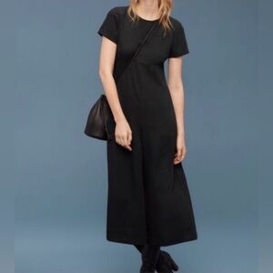 Wilfred Black Wide Leg Jumpsuit Short Sleeves Fabric Made in Japan Size 4